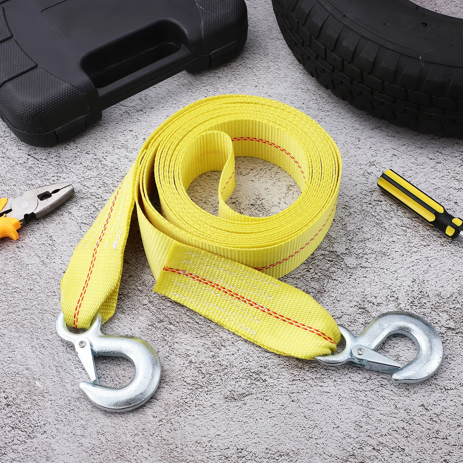 

Vehicle Recovery Trailer Tow Strap 6m 9t Heavy Duty Car Towing Rope Emergency Tie Down Rope Hooks Car Tow Strap