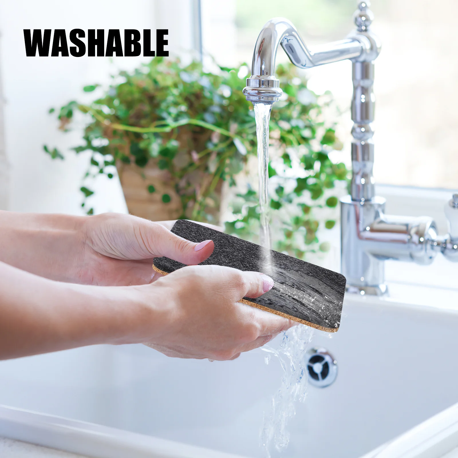 

8Pcs Cup Coasters Reversible Felt Cork Square Absorbent Non Slip Drink Mats for Home Kitchen Office Coffee Corner