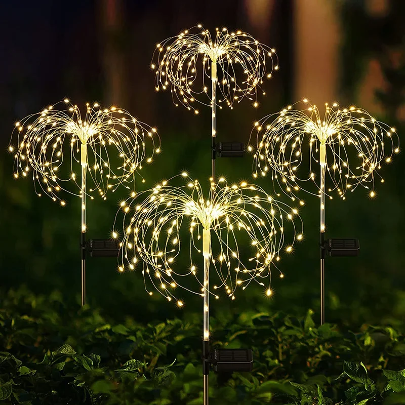 Nieuwe Solar Ip65 Led Vuurwerk Lichten Lantaarns Villa Binnenplaats Landschap Gemeenschap Tuin Waterdicht Gazon Verlichting Decoratieve Verlichting