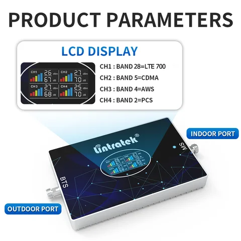 Lintratek Mobilförstärkare 4-bands mobilnätsförstärkare 4g 5g Mobiltelefonsignalförstärkare LTE B28 700 CDMA PCS AWS 1700/2100Mhz 12 best sales Lintratek signalförstärkare - №1
