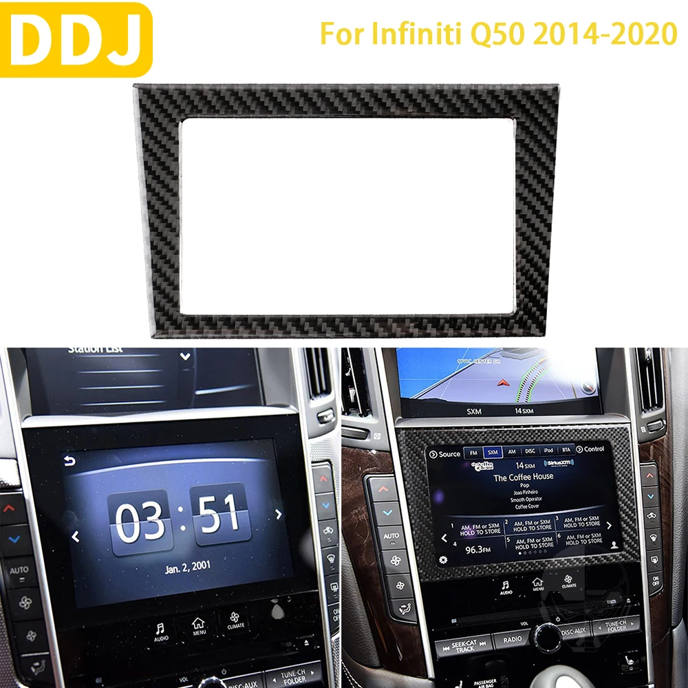 

For Infiniti Q50 2014-2020 Car Accessories Interior Carbon Fiber Central Control Navigation Frame Trim Sticker Decoration