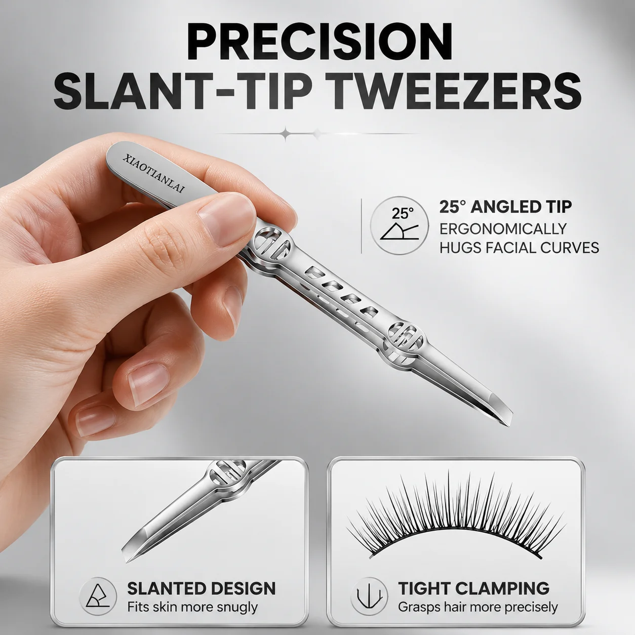 Precision eyebrow shaping tool with curved tip. Beauty pliers for removing hair. Gift for school season, Halloween and Christmas