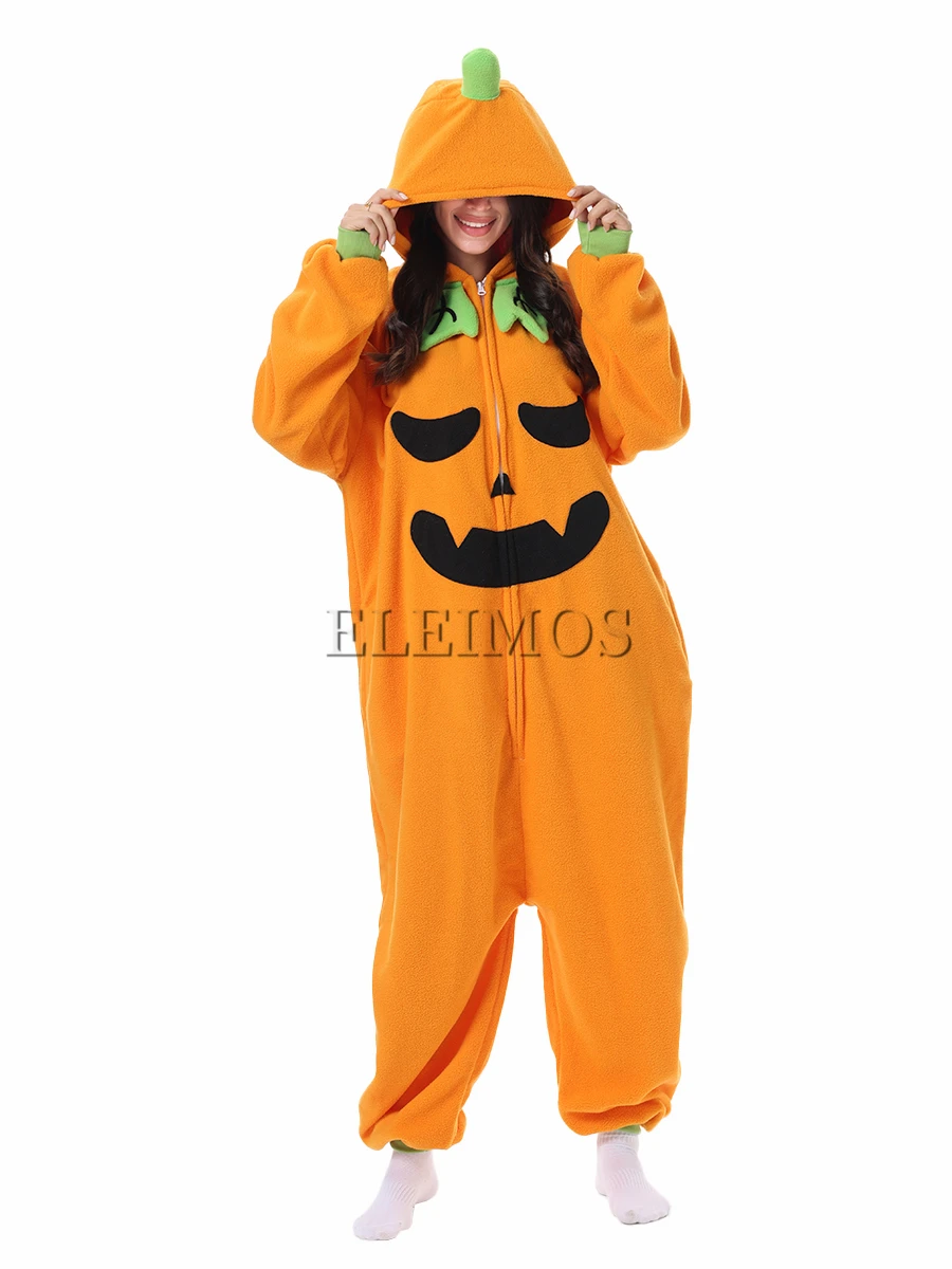 Kigurumi Onesie Pumpkin Pajamas For Adult Women Men Cute Animal Fruit Pyjamas Homewear Halloween Cosplay Party Costume