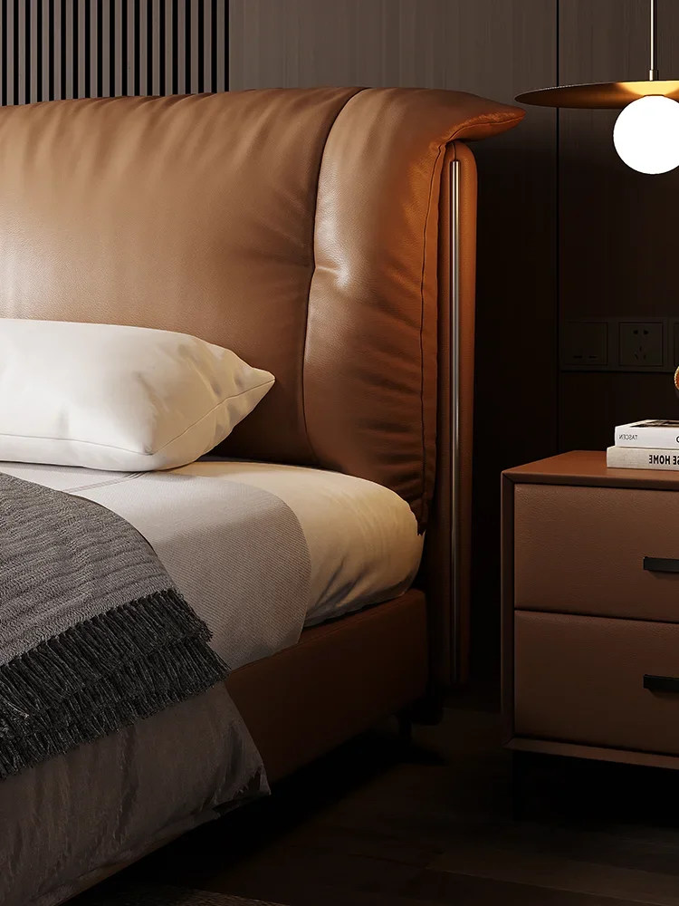 Modern simple master bedroom leather bed high-end atmosphere storage 1.8 meters storage soft bed