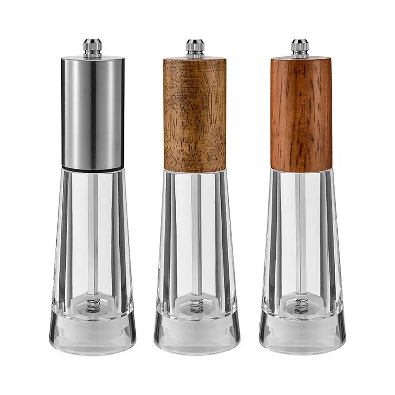 Manual Pepper Grinder Sea Salt Pepper Mill Acrylic Ceramic Core Grinder Kitchen Pepper Grinding Seasoning Bottle Cooking Tools