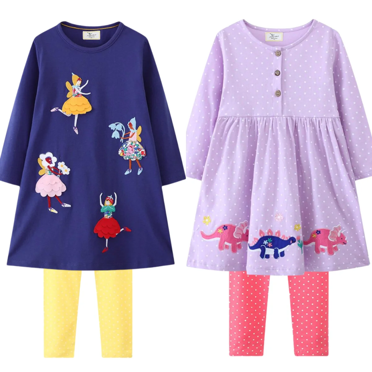 Spring New Kids Clothing Sets Baby Girls Long-sleeved Dress and Leggings Embroidered Princess Dress Set 2 Pcs/set