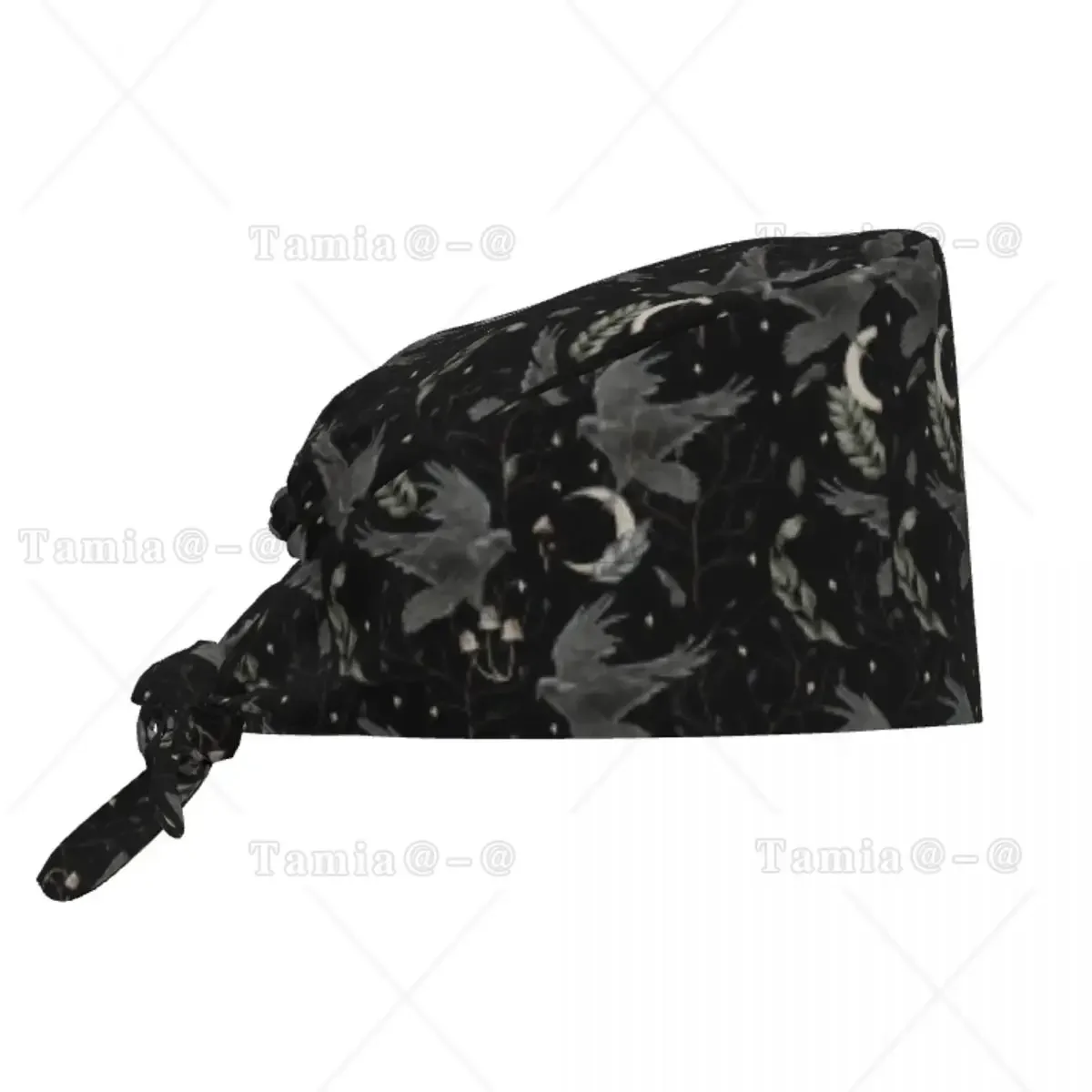 Custom Crow Moon Scrubs Cap   Hats Women Men Halloween Spooky Witch Operating Room Cap Nursing Cap Lab Works Hat