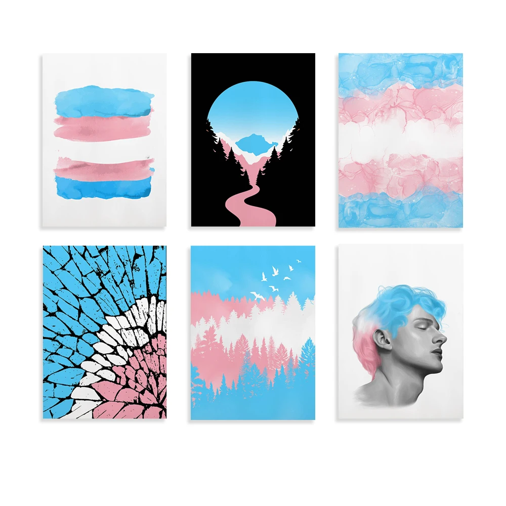 Transgender Landscape Art Print, Transgender Minimal Poster Wall Art for Home Decor, Transgender Pride Printable Gift