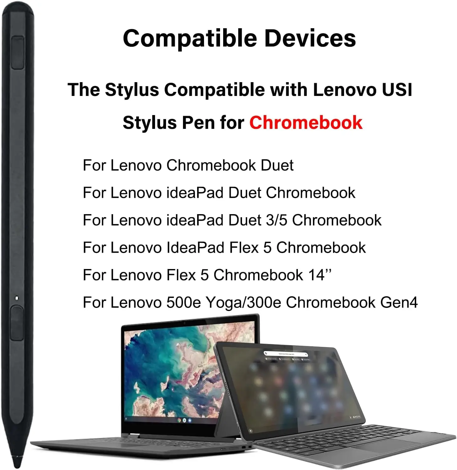 Stylus Pen for Lenovo USI 2.0 Pen Compatible with Lenovo Chromebook Duet 3/5 ideaPad Flex 5 Chromebook,4096 Pressure Sensitivity