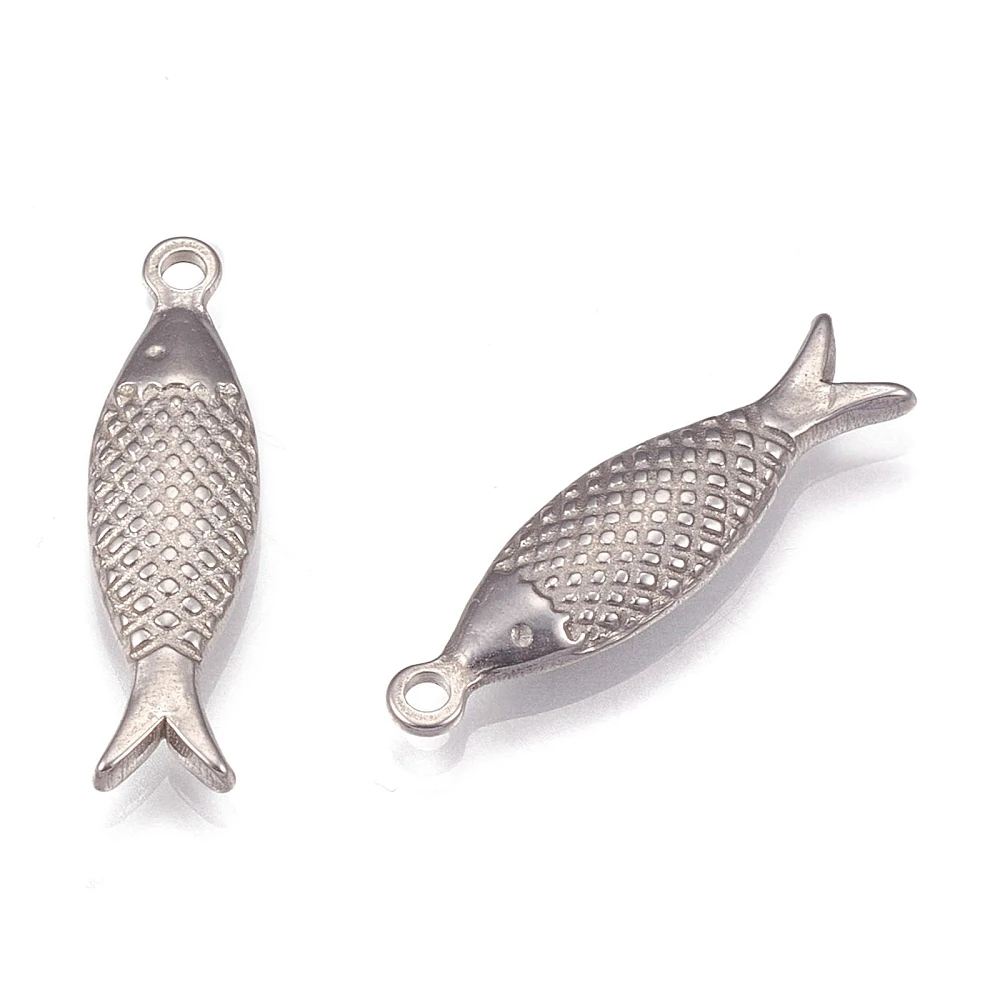 10pcs Cute Fish Charms 304 Stainless Steel Pendant for Drop Earrings Necklace DIY Bracelet Jewelry Making Accessories 21x6x2.5mm