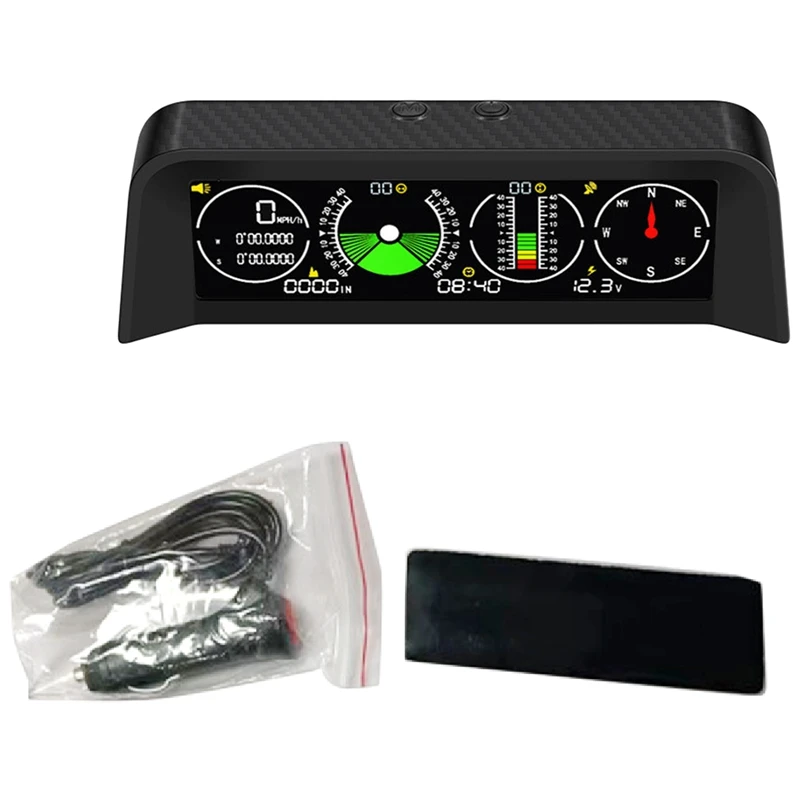 Vehicle-Mounted Head-Up Display Host Speed Slope Meter Inclinometer Car Compass Automotive Hud Pitch Tilt Angle Protractor Clock