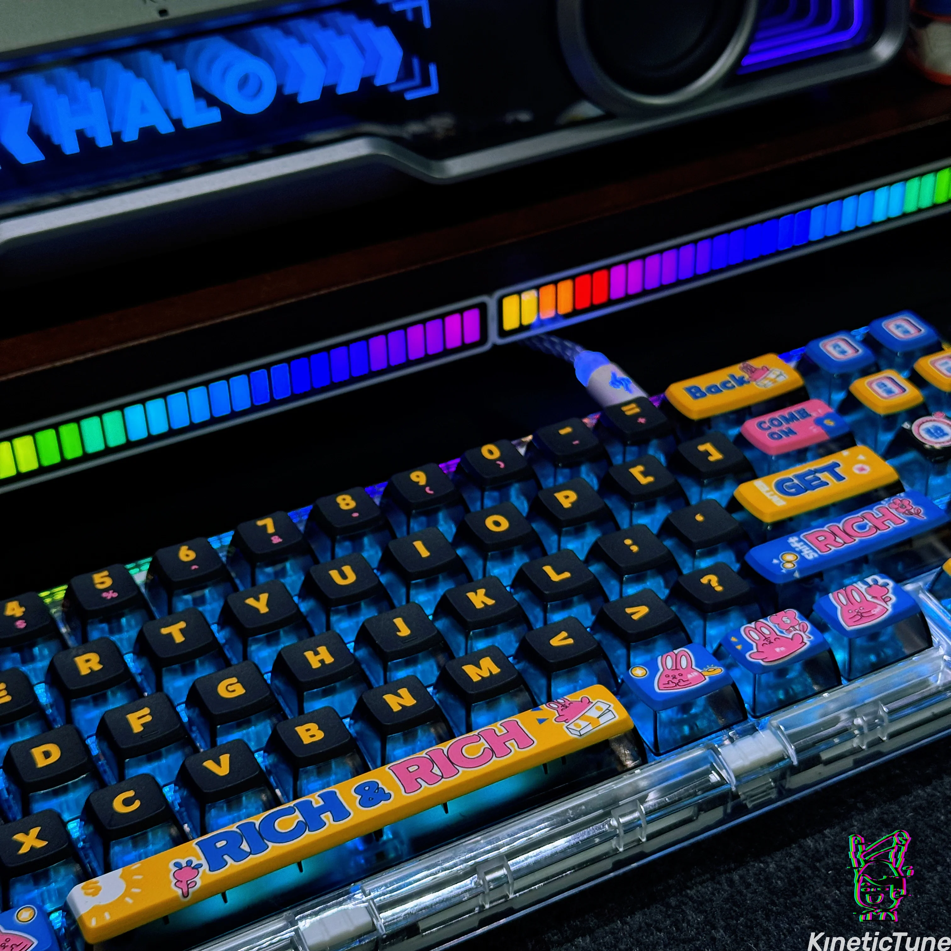 Bafanglai Keycap Puding Penetrasi Empat Sisi Adaptor Sublimasi PBT Keyboard Sumbu Magnetik 68/75/84/87/98