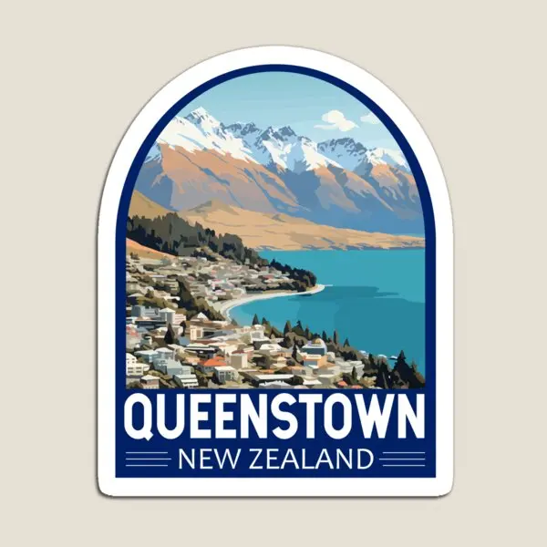 Queenstown New Zealand Travel Art Emblem  Magnet Holder Baby Kids Colorful Children Stickers Magnetic Refrigerator