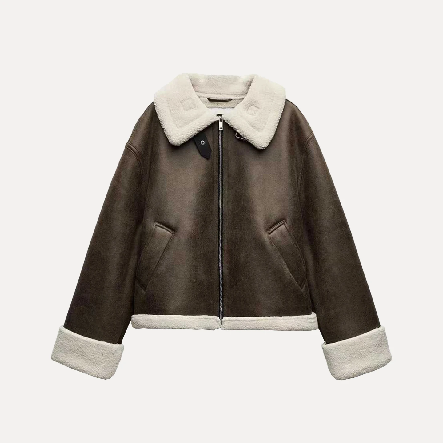 Z المرأة الرجعية طوق طويل Sve الفراء الجلود ort معطف دافئ الوقوف صالح السيدات ملابس خارجية للاستخدام اليومي خريف 2025 #5