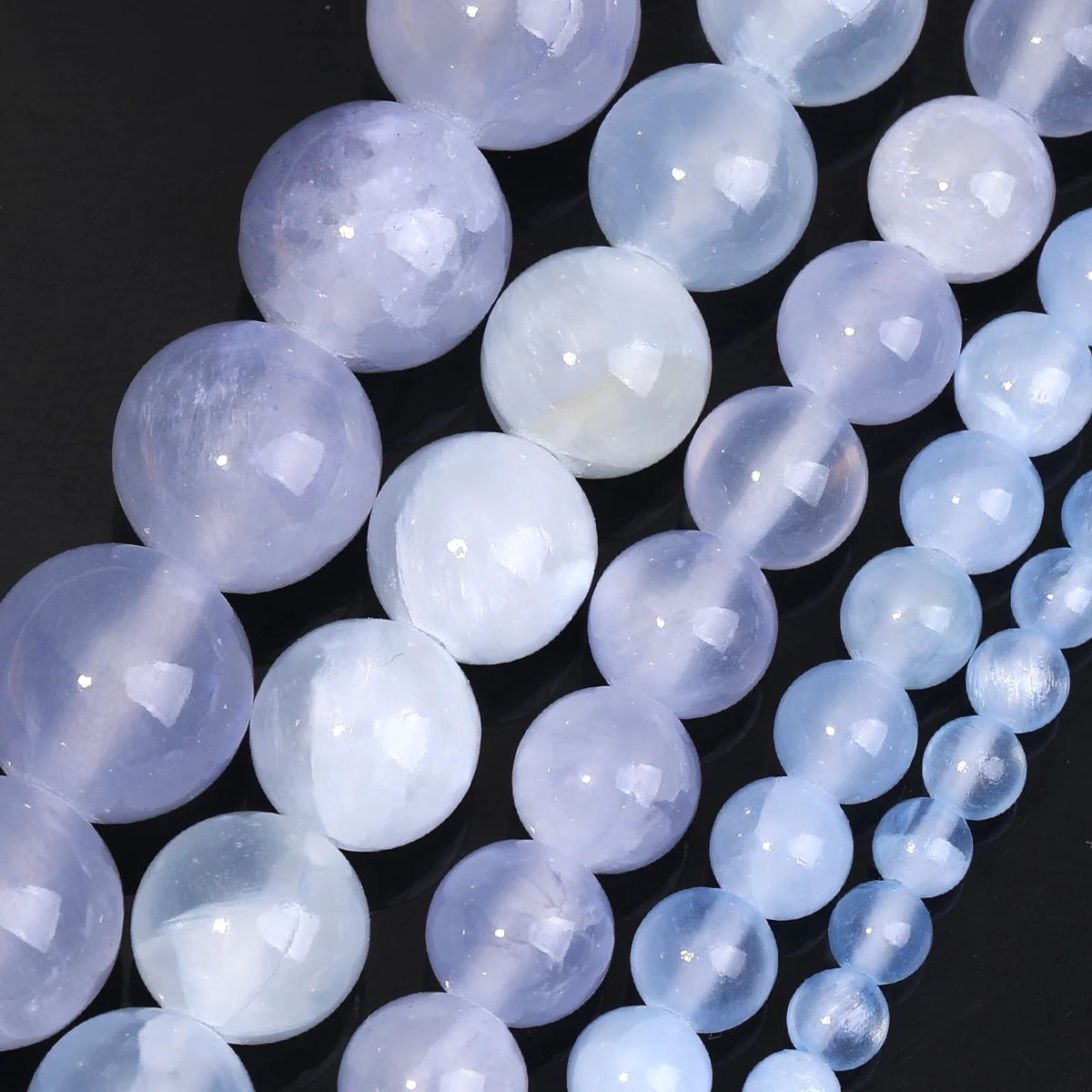 

Natural Ice Jade Aquamarine Color Round Stone Large Hole Beads For Jewelry Making DIY Bracelet Necklace Accessories
