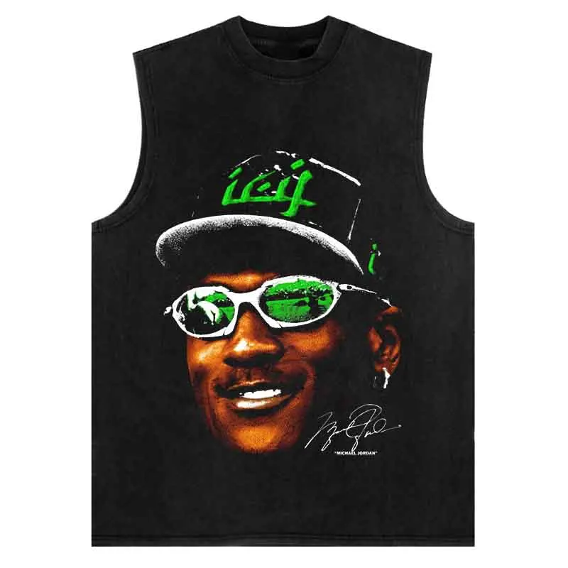 2024 Vintage Portrait Tank Top Hip Hop Retro Basketball Men Graphic Print Vest Harajuku Streetwear Oversized Sleeveless Tee Top