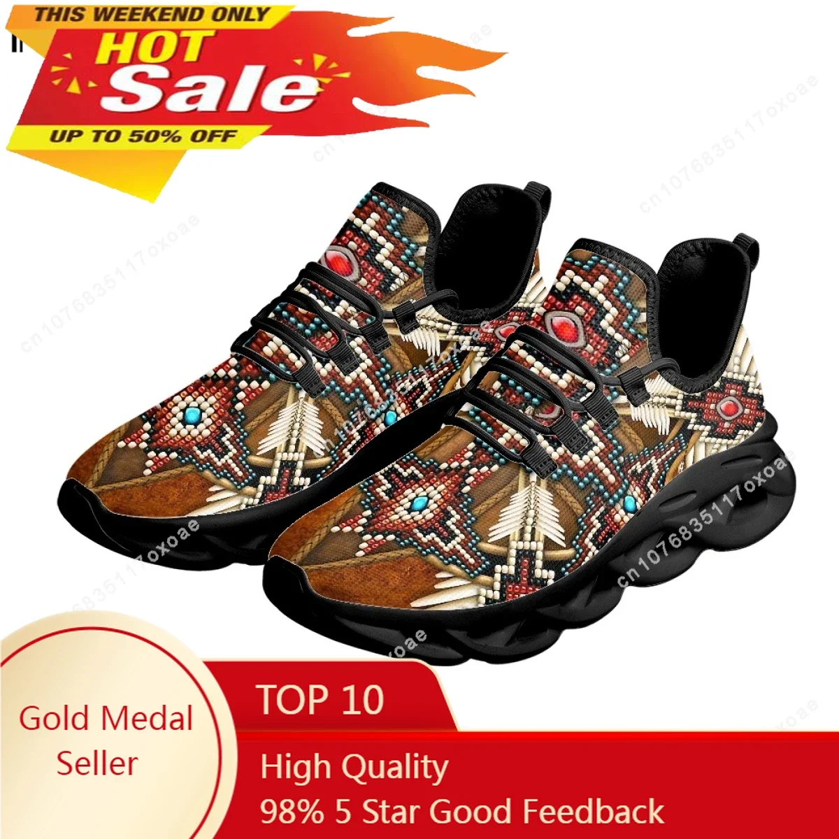 

American Tribal Casual Women Mesh Sneakers Summer Cool Platform Shoes Bead Cross Mandala Print Girls Walk Footwear