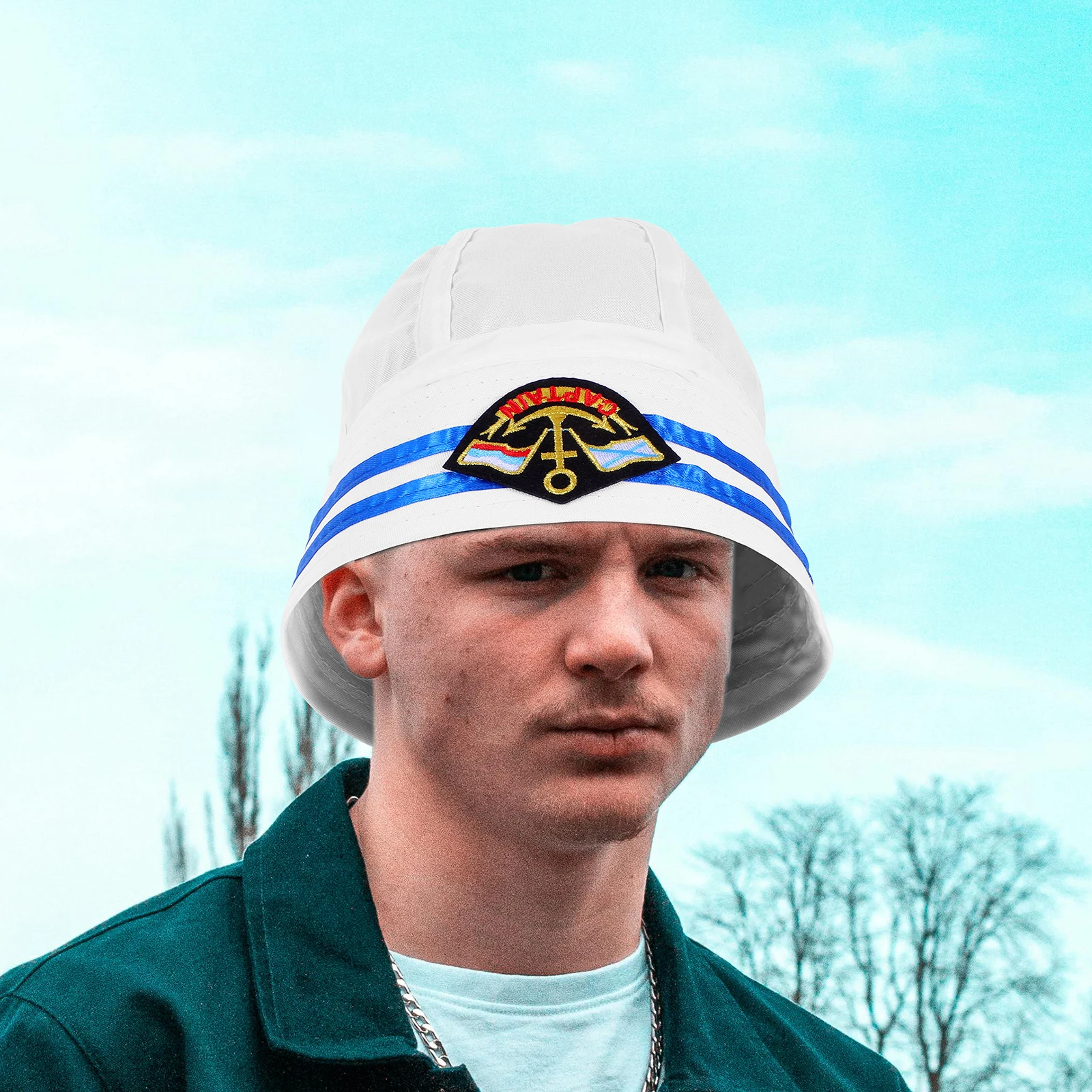 

Unisex Captain Sailor Hat Kids Navy Marine Military Yacht Cap 58Cm Embroidered Badge Cosplay Party Costume Dance