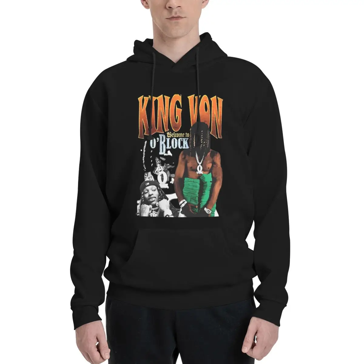 K-King Loose Hoodies Man rapper Von Streetwear Pullover Hoodie Spring Retro Basic Hooded Sweatshirts Plus Size 2XL