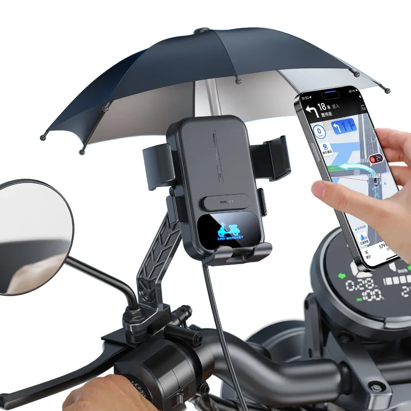 

Motorcycle 15W Qi Wireless Charger & 360° Rotation Riding Phone Holder & Rainproof Fast Charging for 4.7-7.2inch Stand Bracket