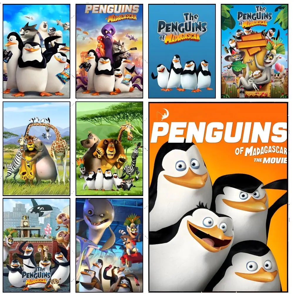 T-The Penguins Of Madagascar Poster Self-adhesive Painting With Prints Home Bedroom Living Room Decoration Holiday Gifts