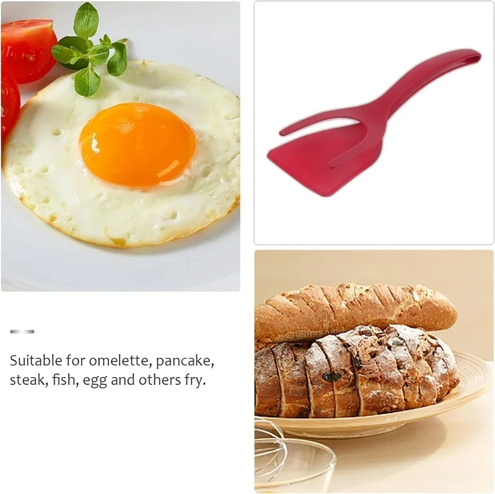 Heat Resistant Nylon 2 in 1 Grip Flip Spatula Tongs Anti Scratch Egg Flipper Non Stick Kitchen Utensil Flip Grab Pancake Cooking