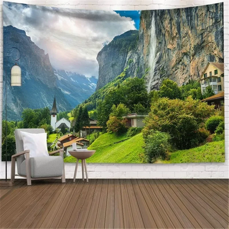 Home Decor Tapestry Beautiful Landscape Sunlight Through Forest  Wall  Sofa Bedroom Dorm
