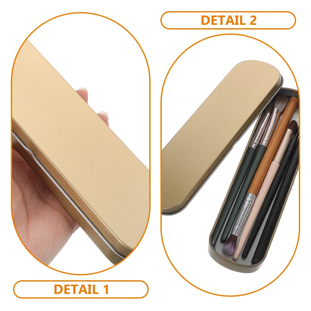 

2Pcs Metal Pen Pencil Case Hard Durable Stationery Holder Bulk Storage Box Makeup Brush Organizer Metal Pencil Box