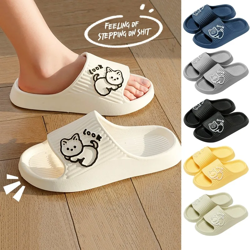 

Home Bear Cartoon Flip Flops Beach Women Slipper Sandals Slides Indoor Outdoor 2025 Summer Slippers Bathroom Platform Non-Slip