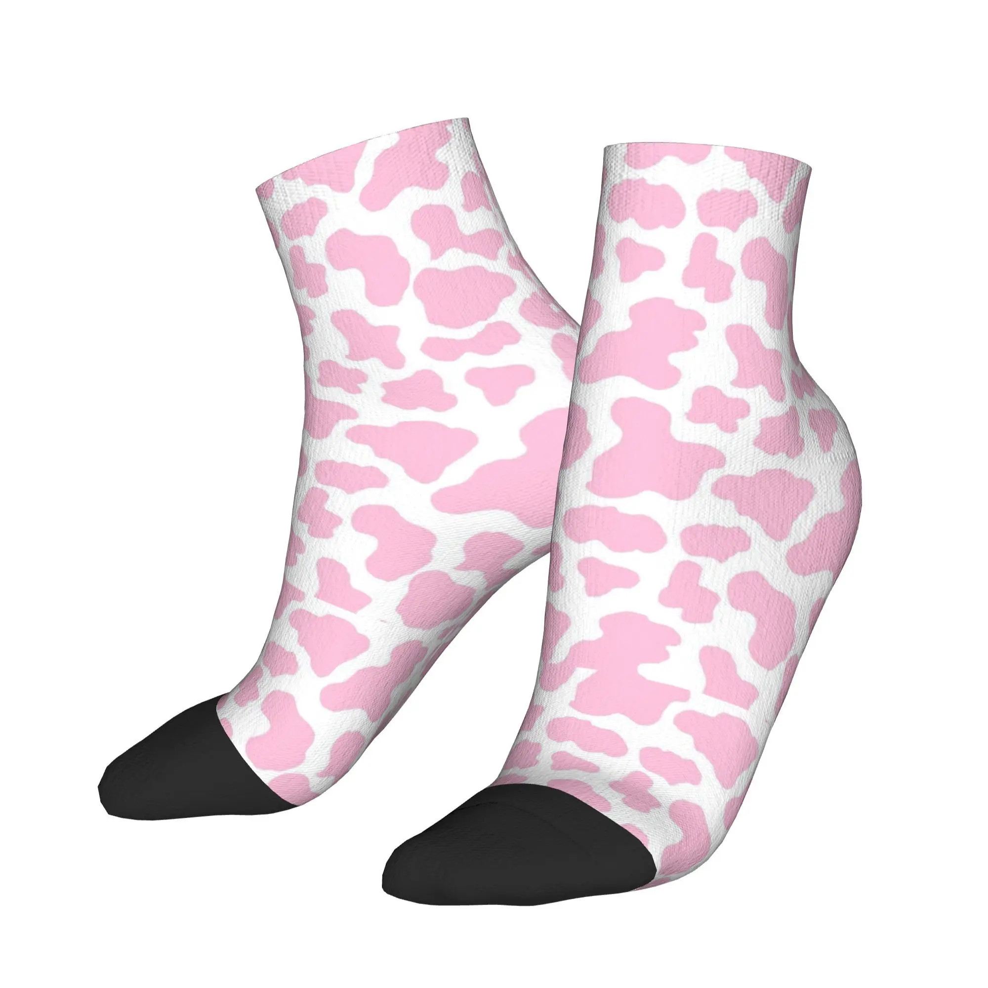 

Розовые носки с эстетическим узором в виде клубники и коровы, впитывающие пот чулки в стиле Харадзюку, всесезонные носки, аксессуары для унисекс