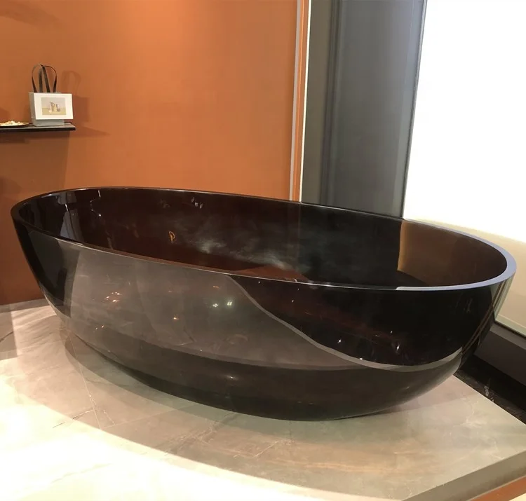 Semi-transparent Resin Tub, Brown Crystal Bathtub Bathroom Bathtub Freestanding Soaking Bathtub For Apartment & Hotel