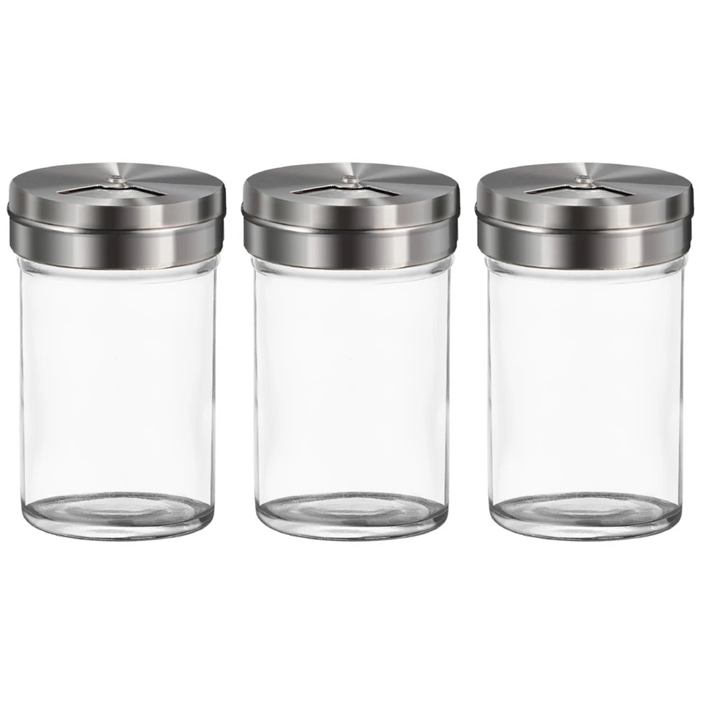 

3Pcs Glass Seasoning Bottle Spice Jar Salt Pepper Shaker Set Elegant Kitchen Condiment Sprayer for Bbq Grill Seasoning Bottles