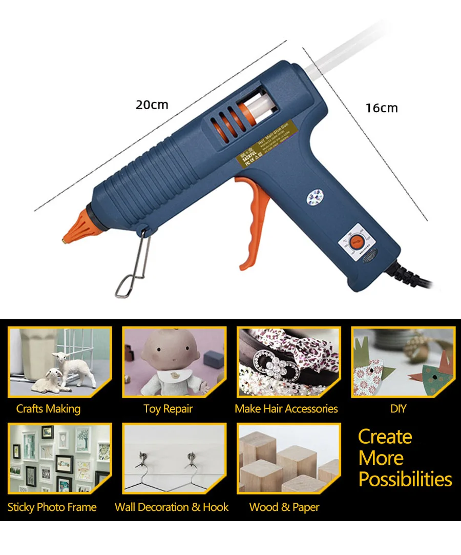 Hot Melt Glue Gun 150W Temperature Adjustable Glue Gun Long Nozzle For 11mm Glue Sticks Industrial and DIY Craft Hot Melt Gun