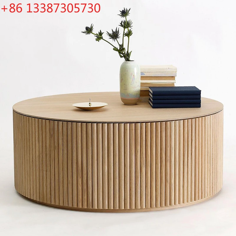 

Скандинавский круглый журнальный столик из цельного дерева B & B, приставной столик для гостиной, угловой столик ваби-саби, современный кремовый ветер