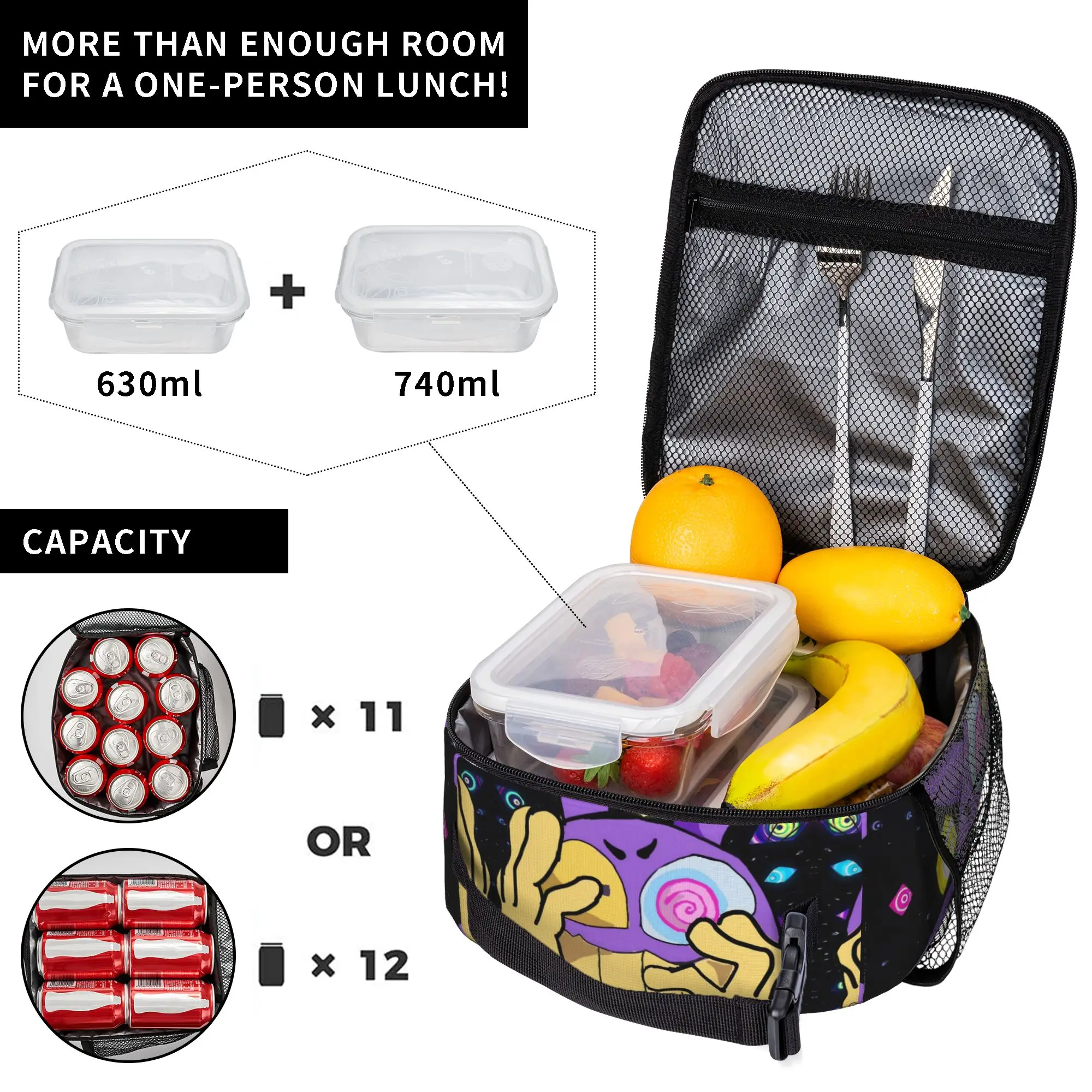 Jax's Abstraction Game Handheld Thermal Cooler Bag Glitch Rabbit Fanart Reusable Insulated Lunch Bag Multifunction Container Box