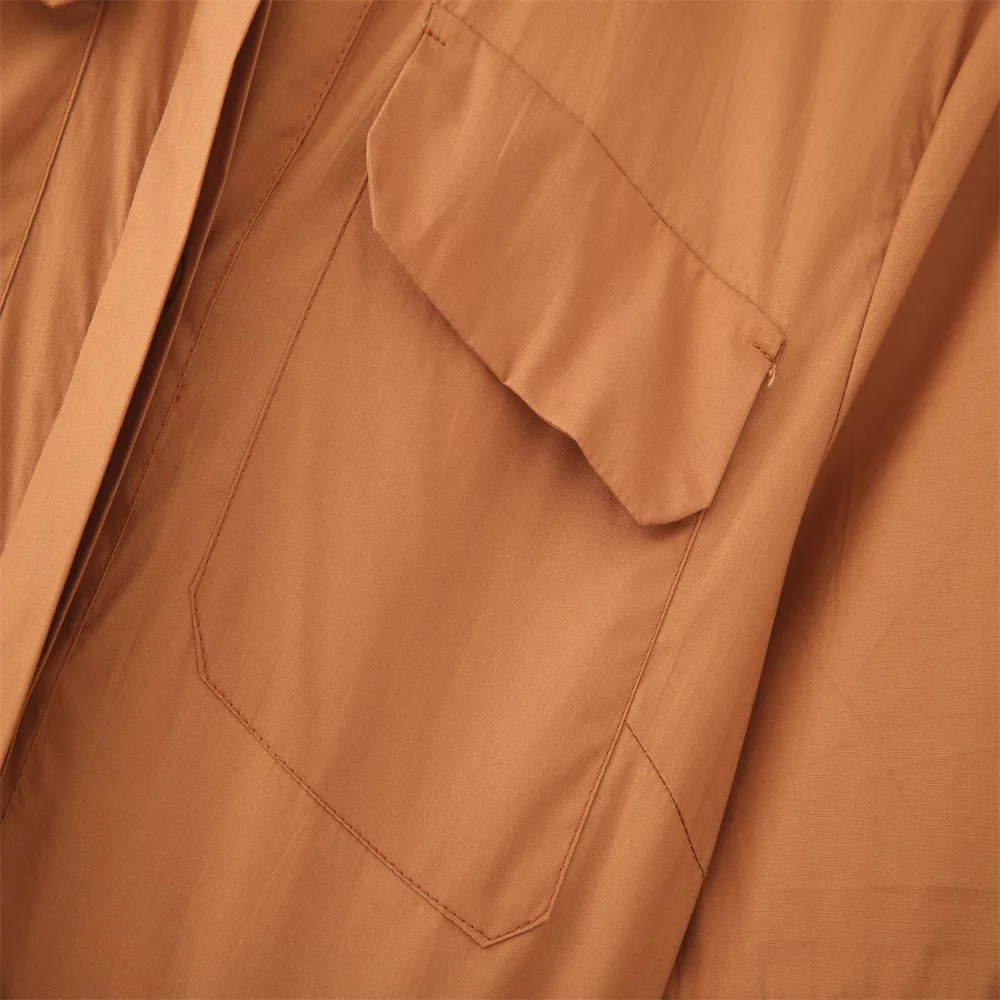 European and American style women's autumn new style temperament slim fit short sleeved waist cinched lace up poplin dress