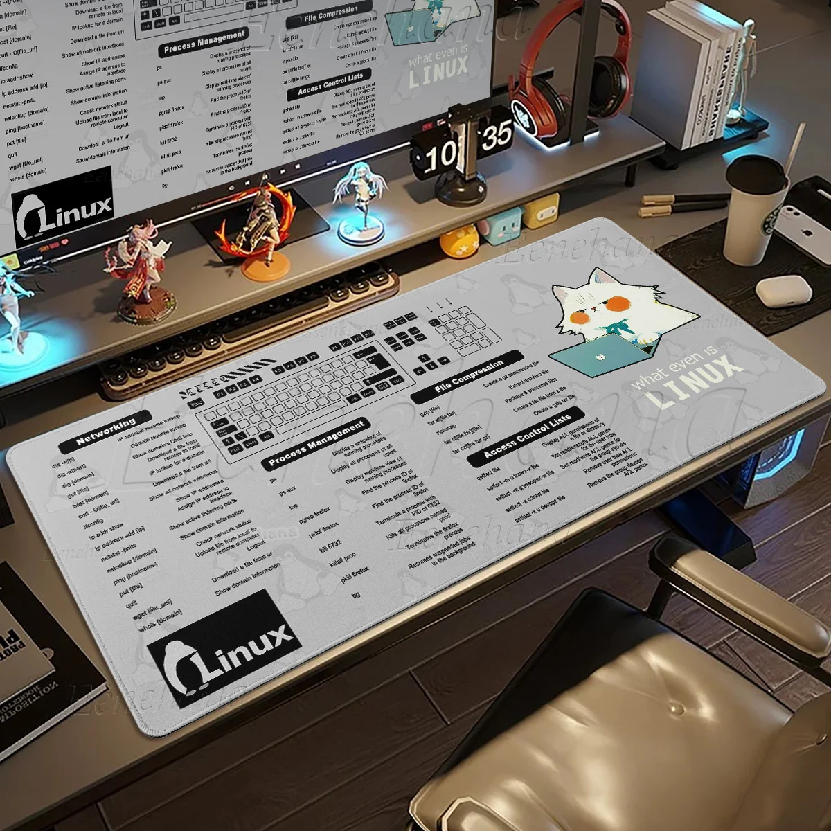 

Linux Commands Line Mouse Pad Kawaii Cat Shortcuts Red Hat Ubuntu OpenSUSE Arch Debian Unix Programmer Laptop Keyboard Desk Mats