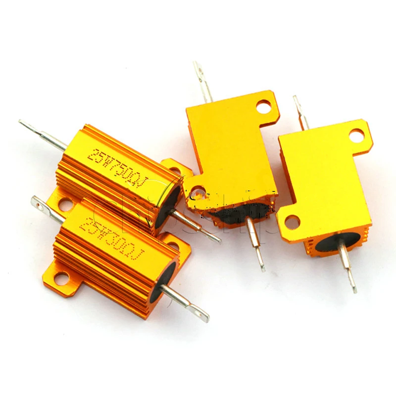 Resistor do poder superior da caixa do alumínio do ouro RX24-25W 1 2 3 5 10 20 50 100ROhm 1K