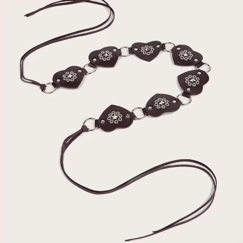 C71F حار فتاة رعاة البقر التعادل حزام الخصر حزام الخصر المعدني القلب لفساتين الجينز #3