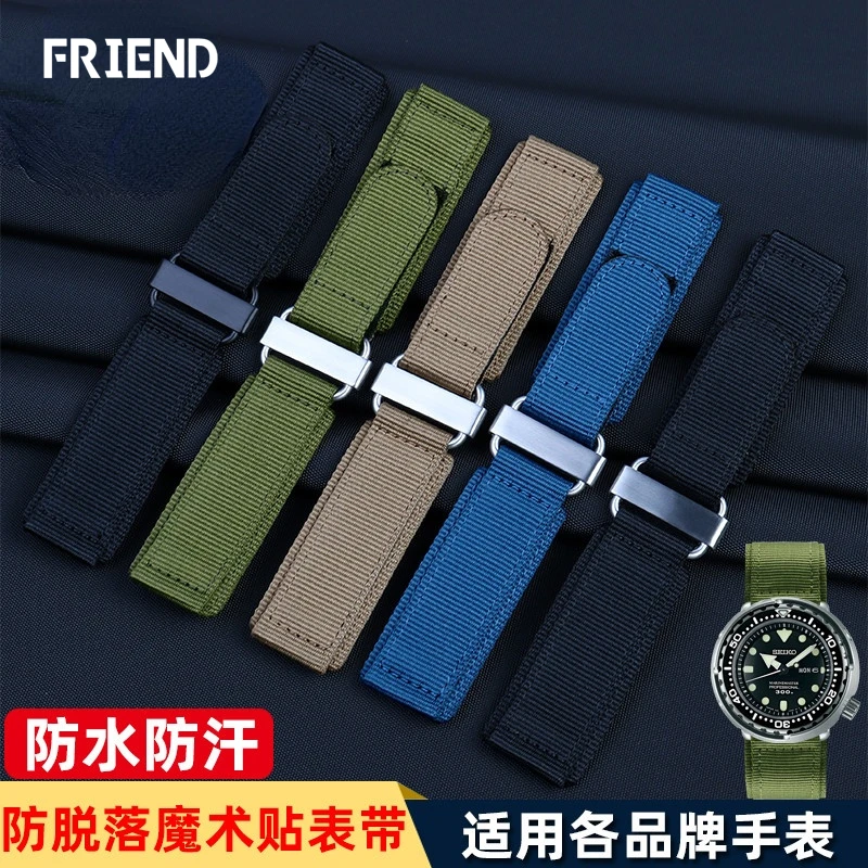 

For Seiko Canned Abalone Strap Breitling Bell & Ross Thickened Nylon Watchband BR Hook Loop Thickened Men 22mm 24mm