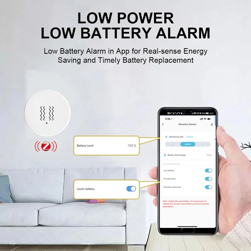 Tuya Zigbee Smart Trillingssensor Kanteldetector Home Security Bescherming Smart Life App Real-Time Monitor Alarm