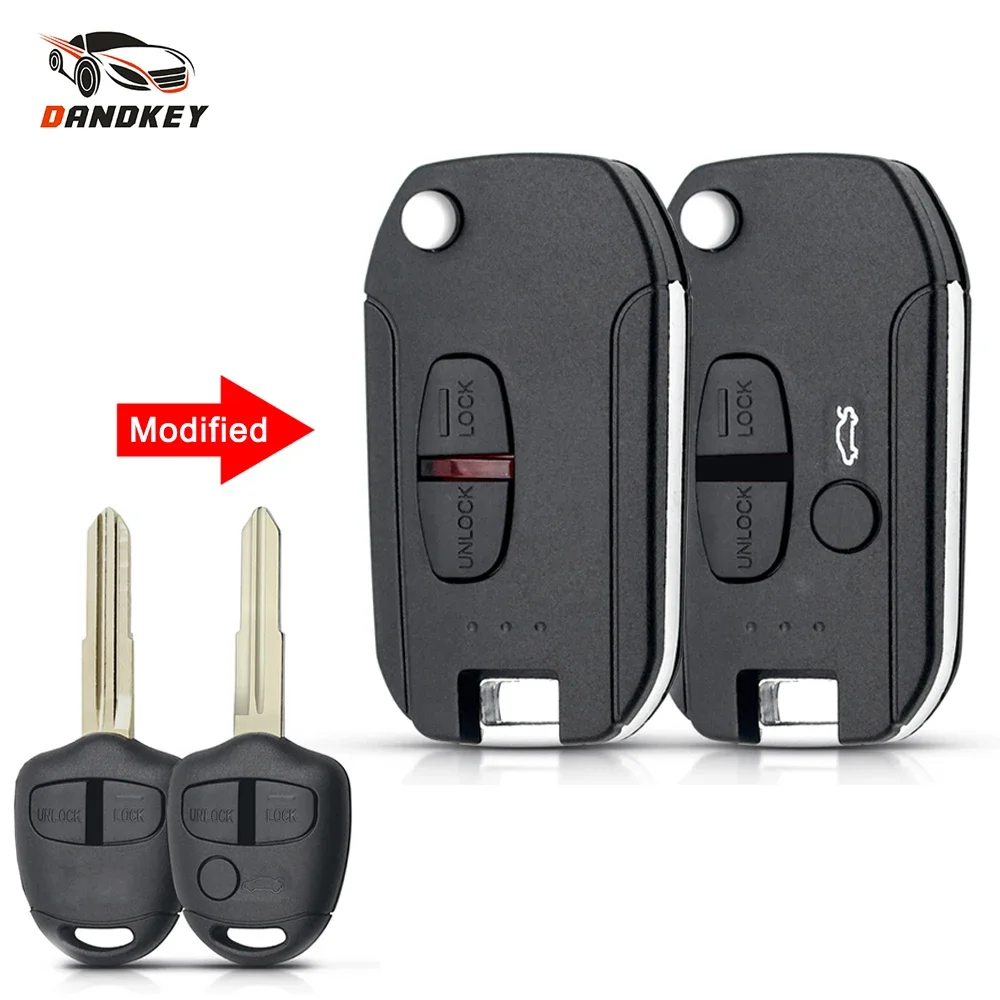 

Dandkey For Mitsubishi Outlander Pajero Lancer Evolution Grandis Car Remote Key Shell 2/3 Buttons Folding Flip Blank Key Case