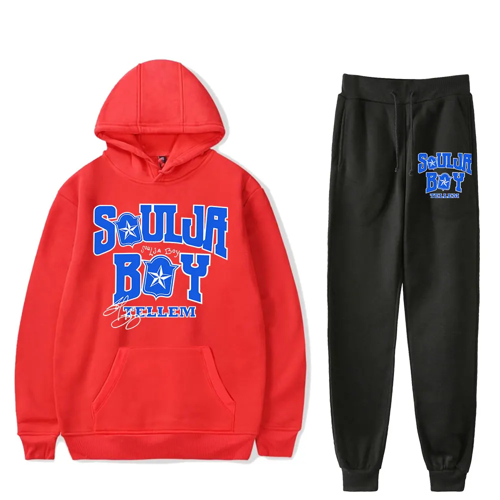 Soulja Boy Tellem firmado Vintage 90s PULLOVER HOODIE Merch sudaderas con capucha conjunto hombres mujeres sudaderas con capucha pantalones de dos piezas