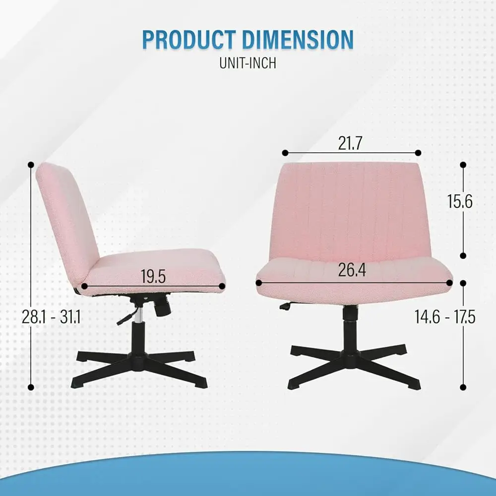 The Criss Cross Chair, Modern Adjustable Height Vanity Chair, Arml Cross Legs Comfortable Office Chair, Swivel Fabric Computer