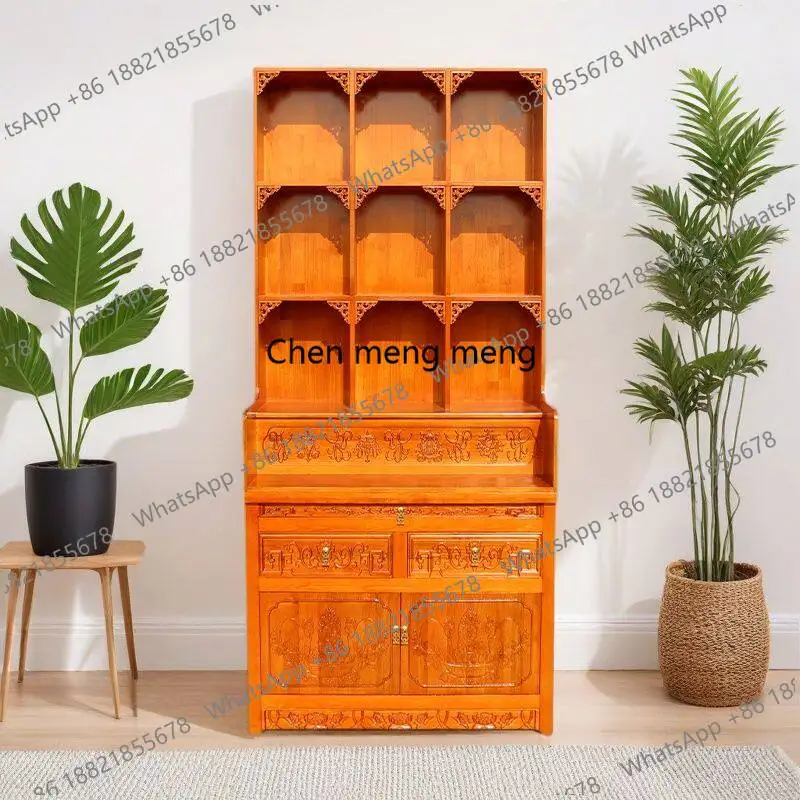 Solid wood to attract wealth and treasure, God of Wealth table, Buddhist niche, Buddhist cabinet, household shrine, shrine