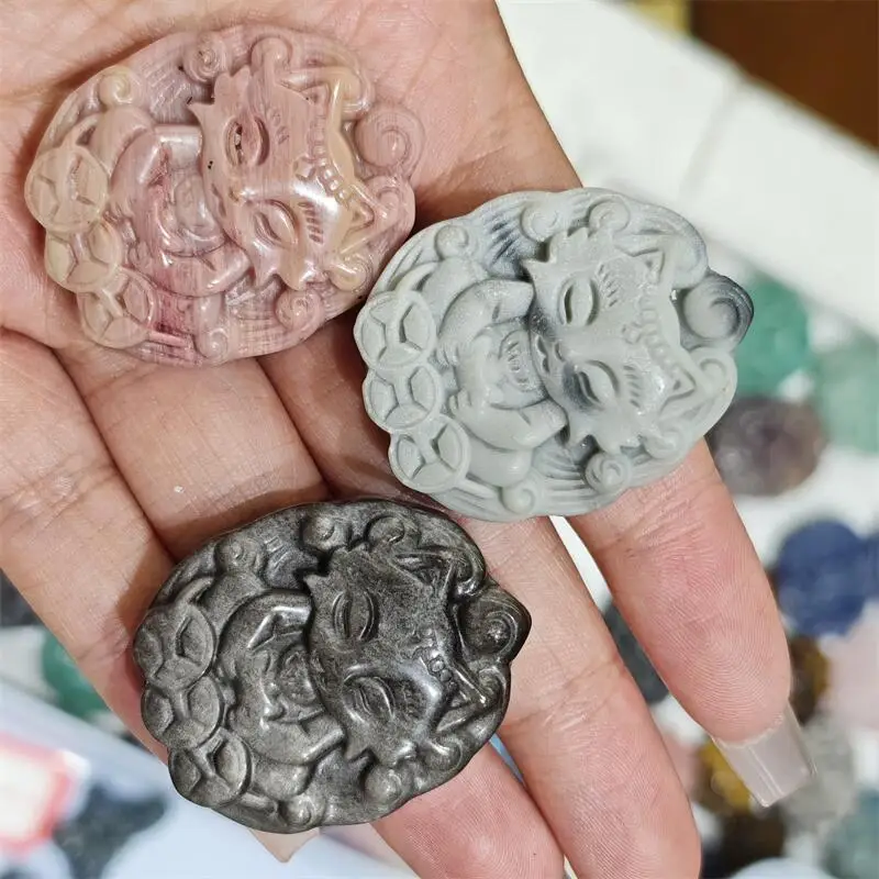 Natural Quartz Stone Nine-tailed Fox Fairy Carving Crystal Love Healing Fengshui Gemstones HomeDecoration Holiday Gift 1PCS