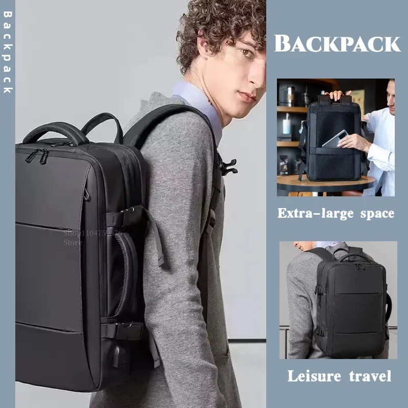 

Extended large capacity USB laptop casual backpack, men's waterproof and stylish multi-functional outdoor travel backpack