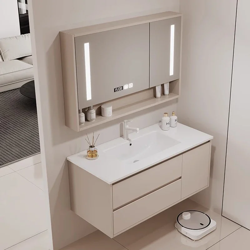 Closed Storage Toilet Cabinet Double Washbasin Mirrors Sink Base Multipurpose Vanity Bathroom Open Cabinets Shelf Medicine Sinks