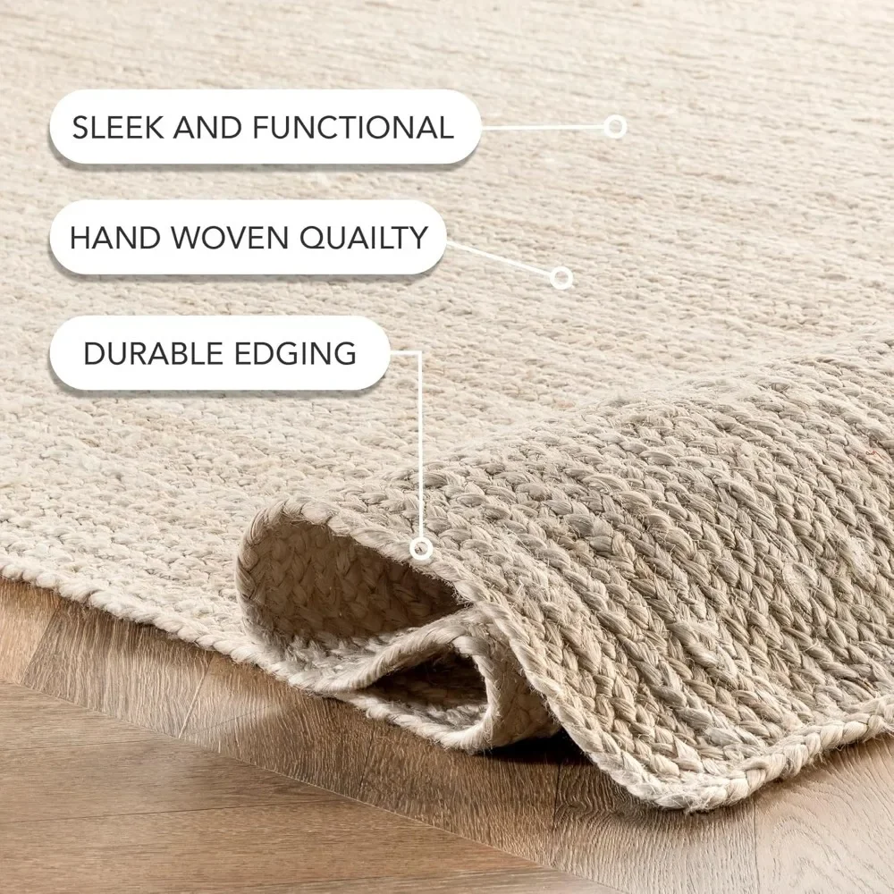 Carpet, 8 'x 10' hand woven carpet, solid color jute natural fiber, fashionable and practical Carpet