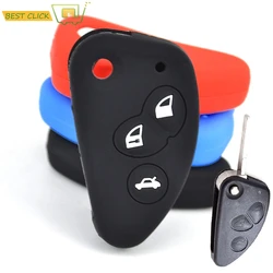 3 Button Silicone Remote Flip Key Cover Case Fob Fit For Alfa Romeo 147 156 166 Gt Jtd Ts Shell Styling Holder Protector